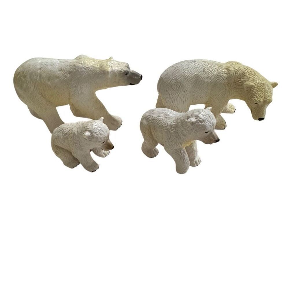 2015 Terra Battat Polar Bear Family Realistic Arctic Animals Set 4 Pcs